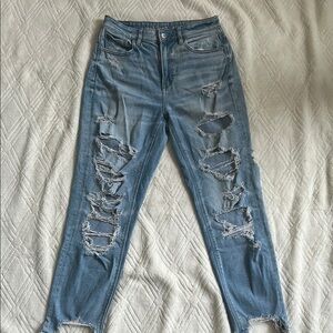 American Eagle Mom Jean Distressed Blue
